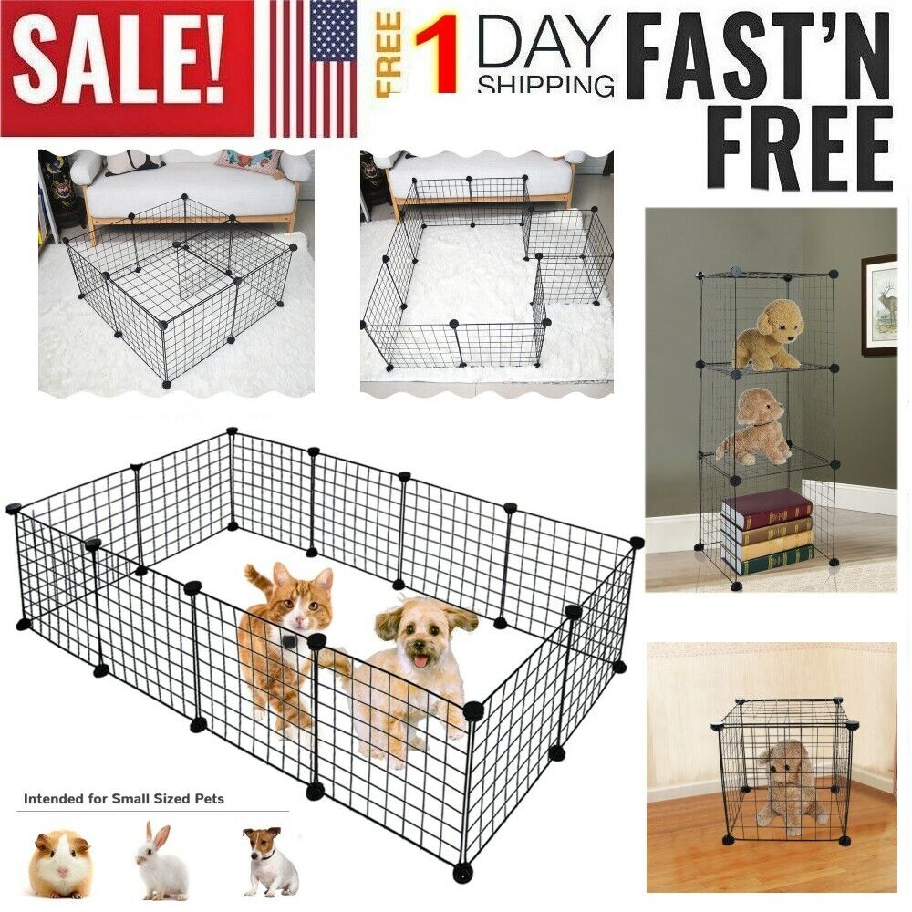 NEW 12/16 Panels DIY Dog Playpen Metal Crate Fence Pet Play Pen Exercise Cage