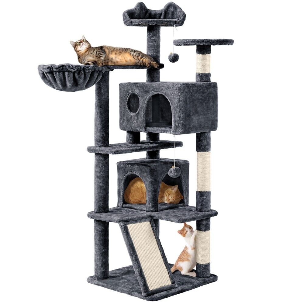 57in Cat Tree Large Condo Pet Play Tower Cat Bed Furniture Scratching Post House
