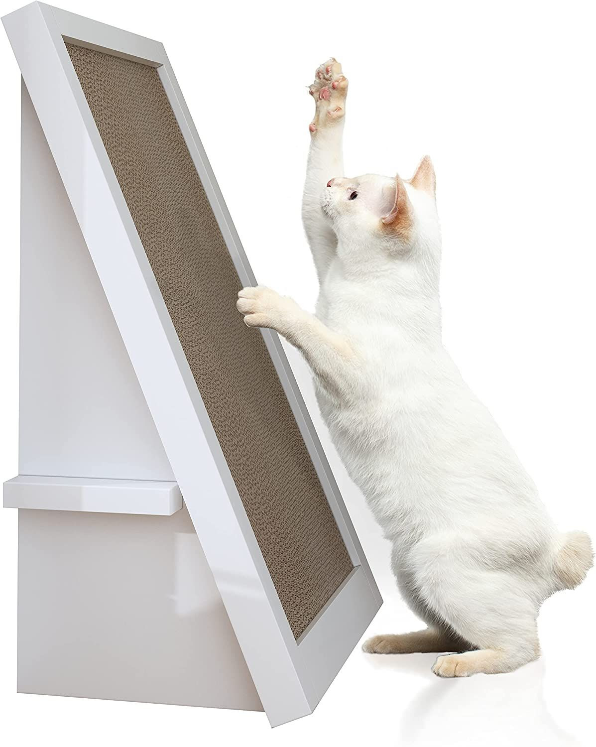 WAY BASICS Premium Cat Scratcher Incline Wedge Scratchy Ramp - White 