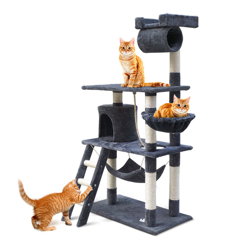 NNEDSZ Cat Tree 141cm Trees Scratching Post Scratcher Tower Condo House Furnitur