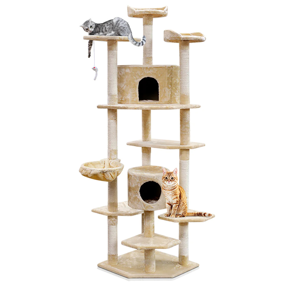 NNEDSZ Cat Tree 203cm Trees Scratching Post Scratcher Tower Condo House Furnitur