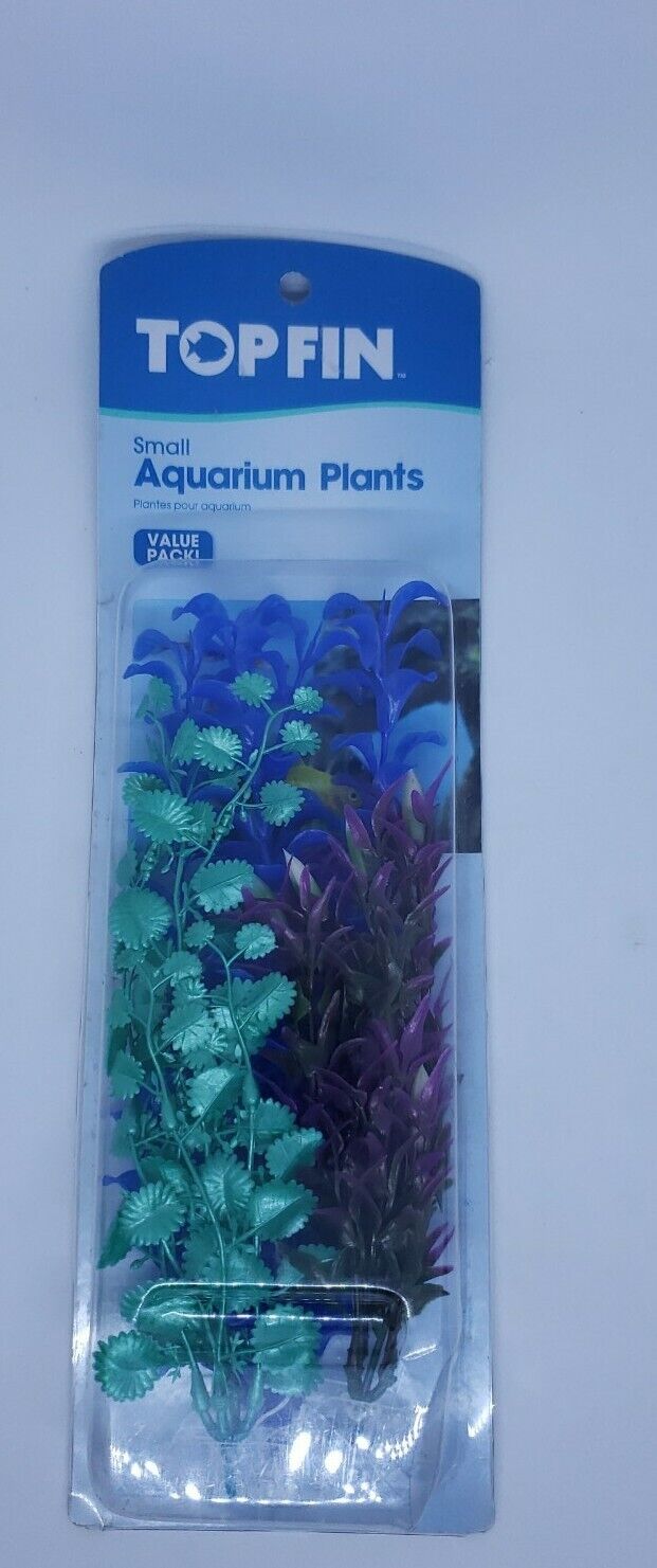 Top Fin Small Aquarium Plants - Purple - Blue - Green