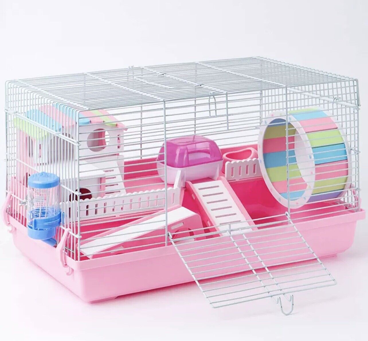 ROBUD Large Hamster Cage Gerbil Haven Habitat Small Animal Cage (Pink)