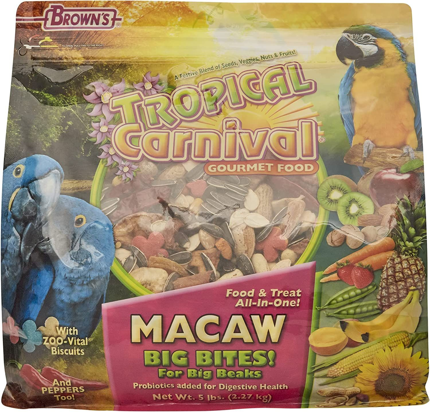 F.M. Brown's Tropical Carnival, Gourmet Macaw Food Big 5 Pound (Pack of 1) 