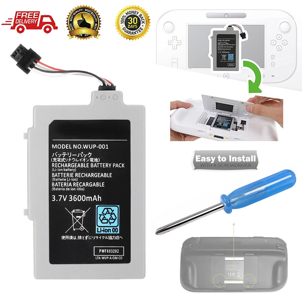 Replacement Battery for Nintendo Wii U Gamepad Extended 3600mAh 3.7V + Tool