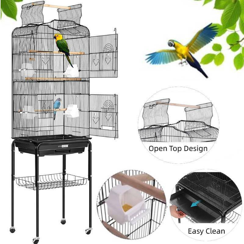 59.8 inch Wrought Iron Bird Cage w/ Play Top Parrots Conures Lovebird Cockatiel