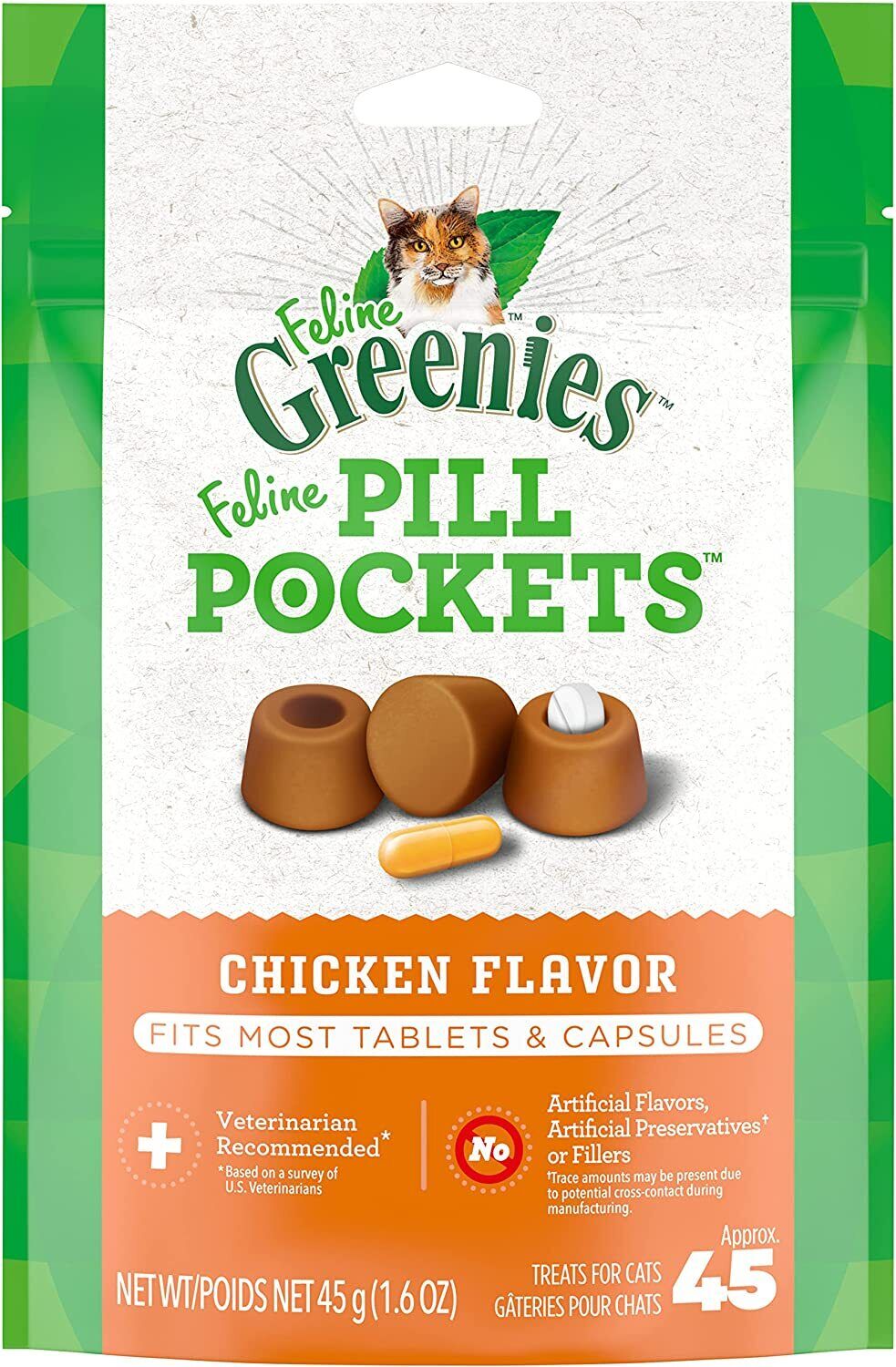 FELINE GREENIES Pill Pockets Cat Treats, Chicken Flavor