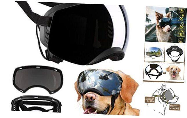  Dog Goggles, Goggles with Adjustable Strap, Magnetic Design, Black 1 len