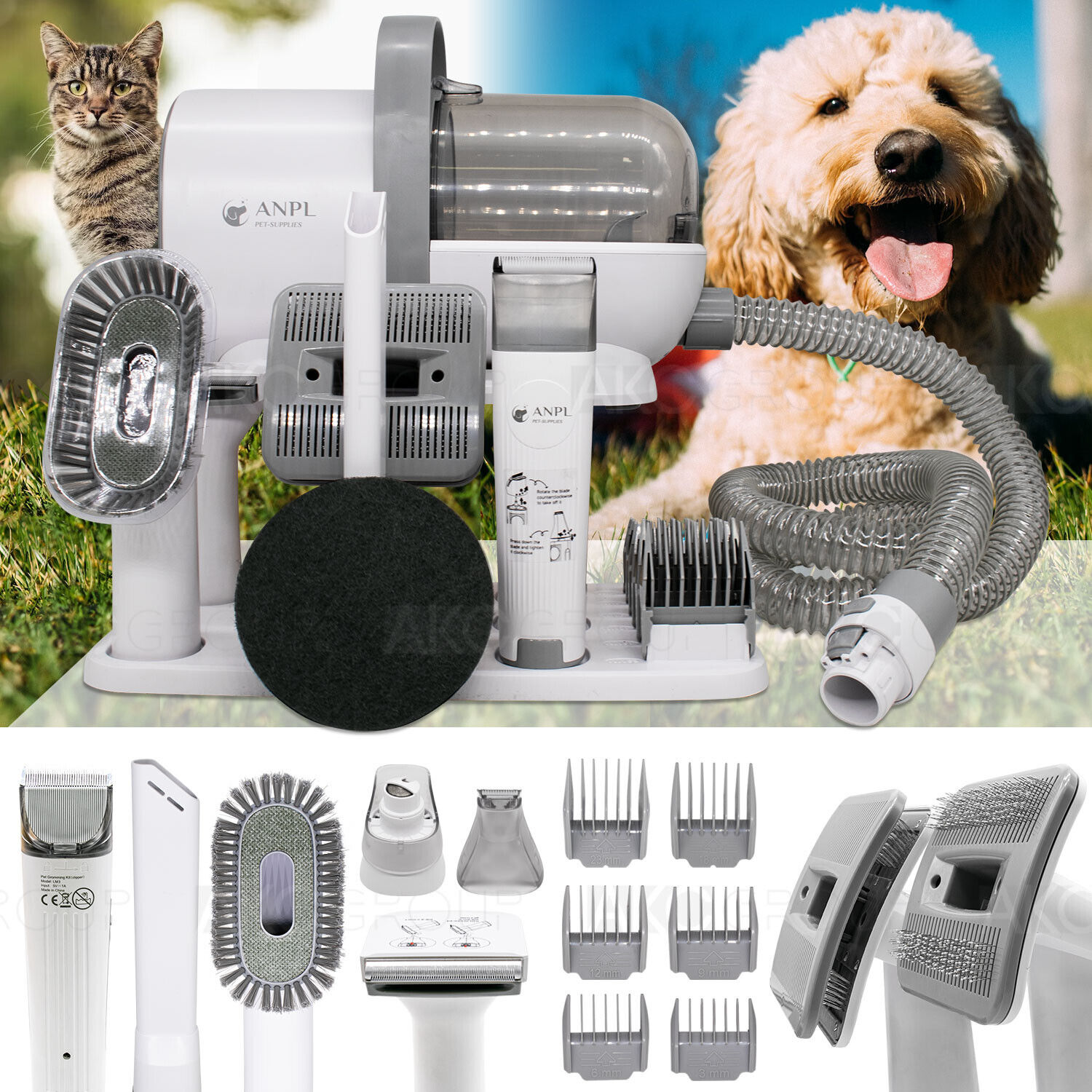 Professional Pet Grooming Kit Vacuum Clipper Brush Trimmer Deshedding Tools 65dB
