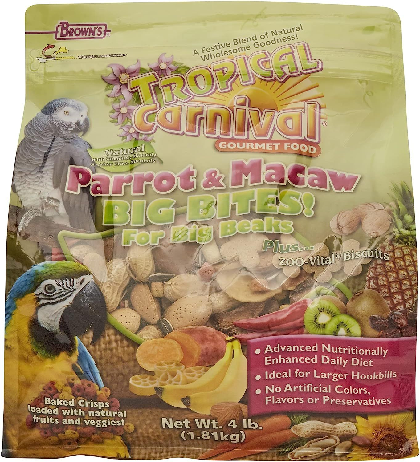 F.M. Brown's Tropical Carnival, Natural Parrot, Cockatoo, and Macaw Food for... 