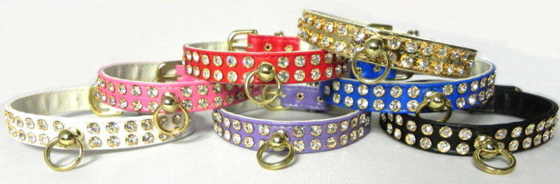 Rhinestone Dog Collar 2 rows Clear Crystal 8 colors Pet Collars crystals