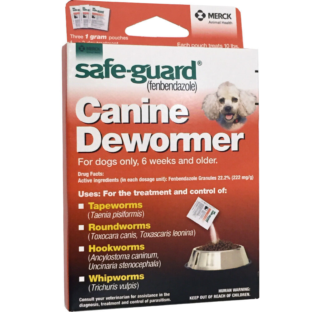 Safe Guard Fenbendazole Canine Dewormer Dogs 1 Gram (3 Packets)