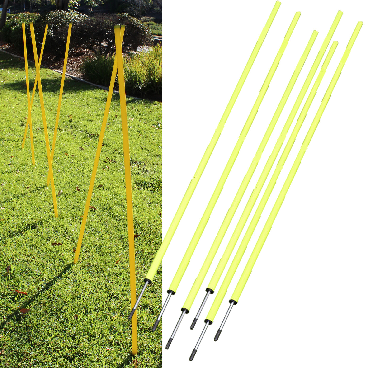 6 Agility Poles Portable Outdoor Training Markers Obstacle football soccer coach