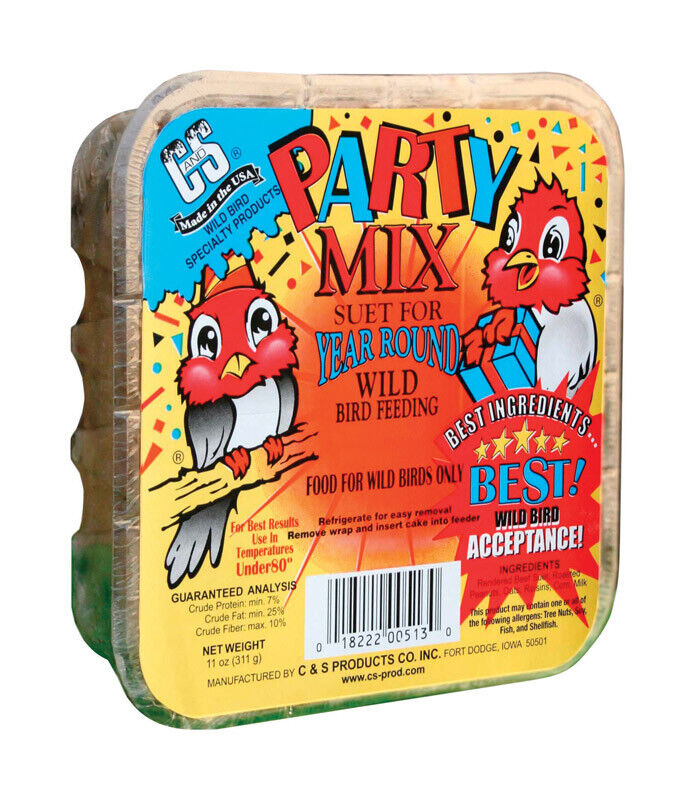 C&S Products  Party Mix  Assorted Species  Wild Bird Food  Beef Suet  11 oz.