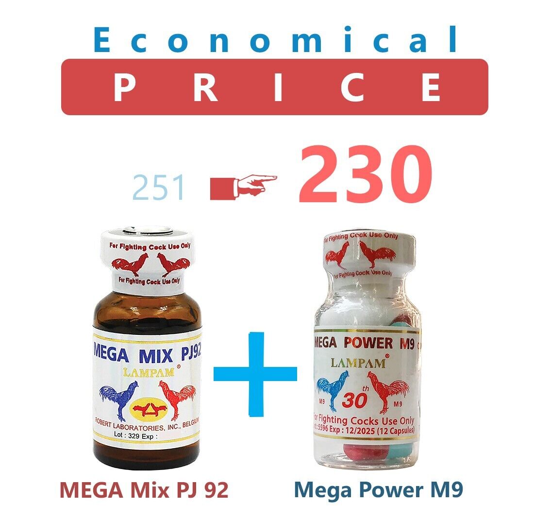MEGA Mix PJ92 10 ml.+ Mega Power M9 Capsules Rooster Energy Hit Hard, Strength