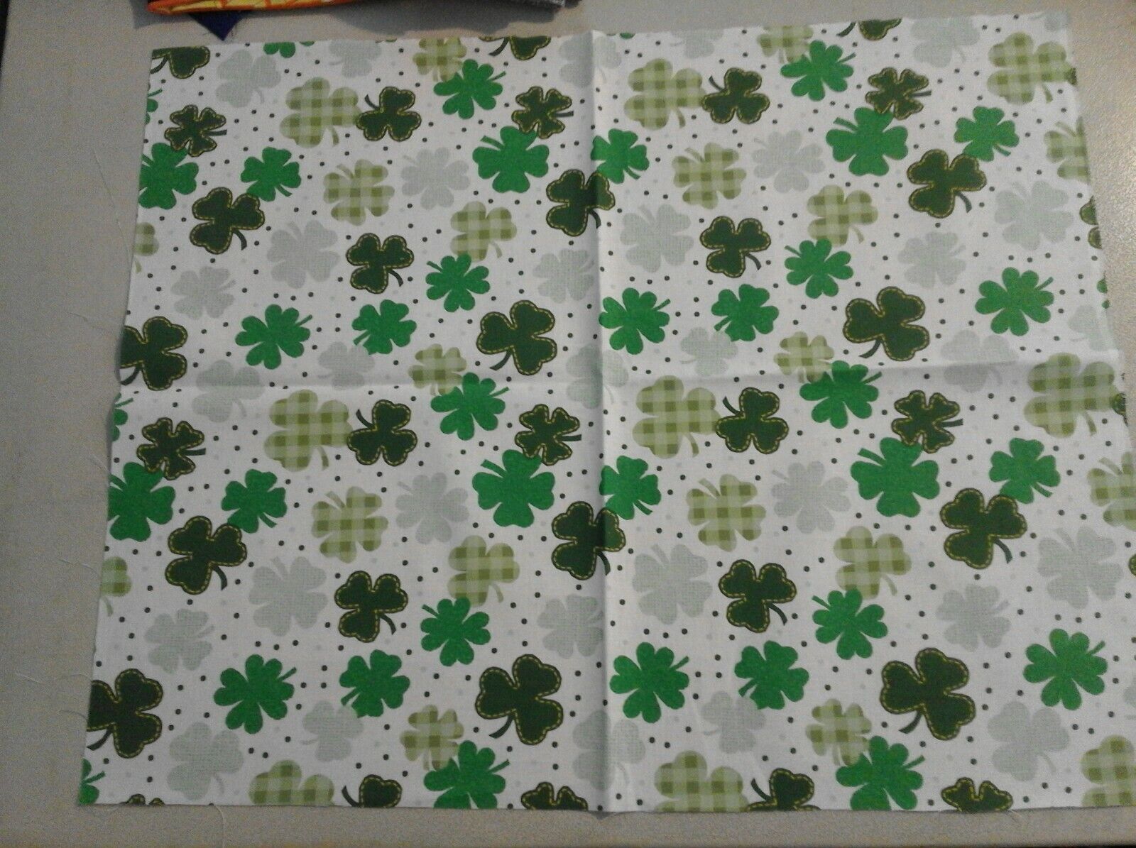 Green Clover Shamrocks on White St. Patrick fabric 262709