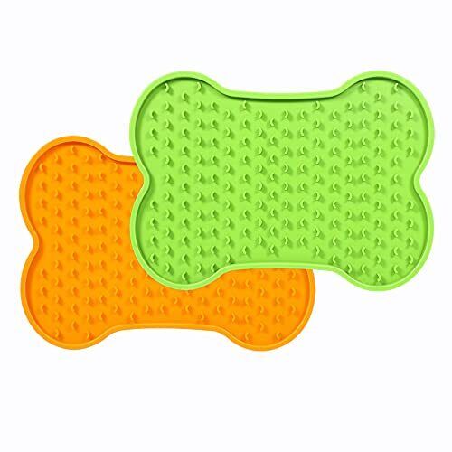 2Pcs Licking Mat for Dogs and Cats, Peanut Butter Lick Pads Slow Feeder Food Mat
