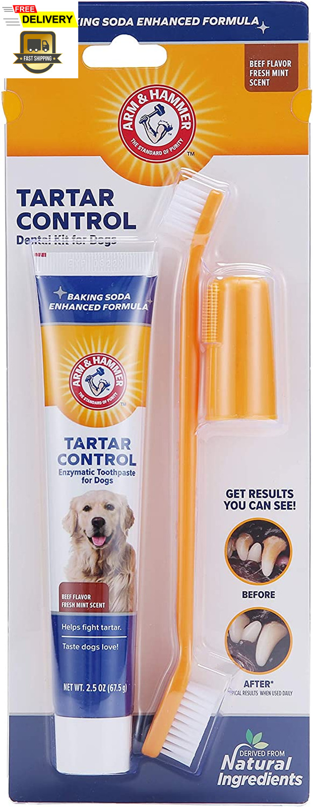 Dental Care Tartar Control Kit for Dogs Toothpaste, Toothbrush & Finger brush...