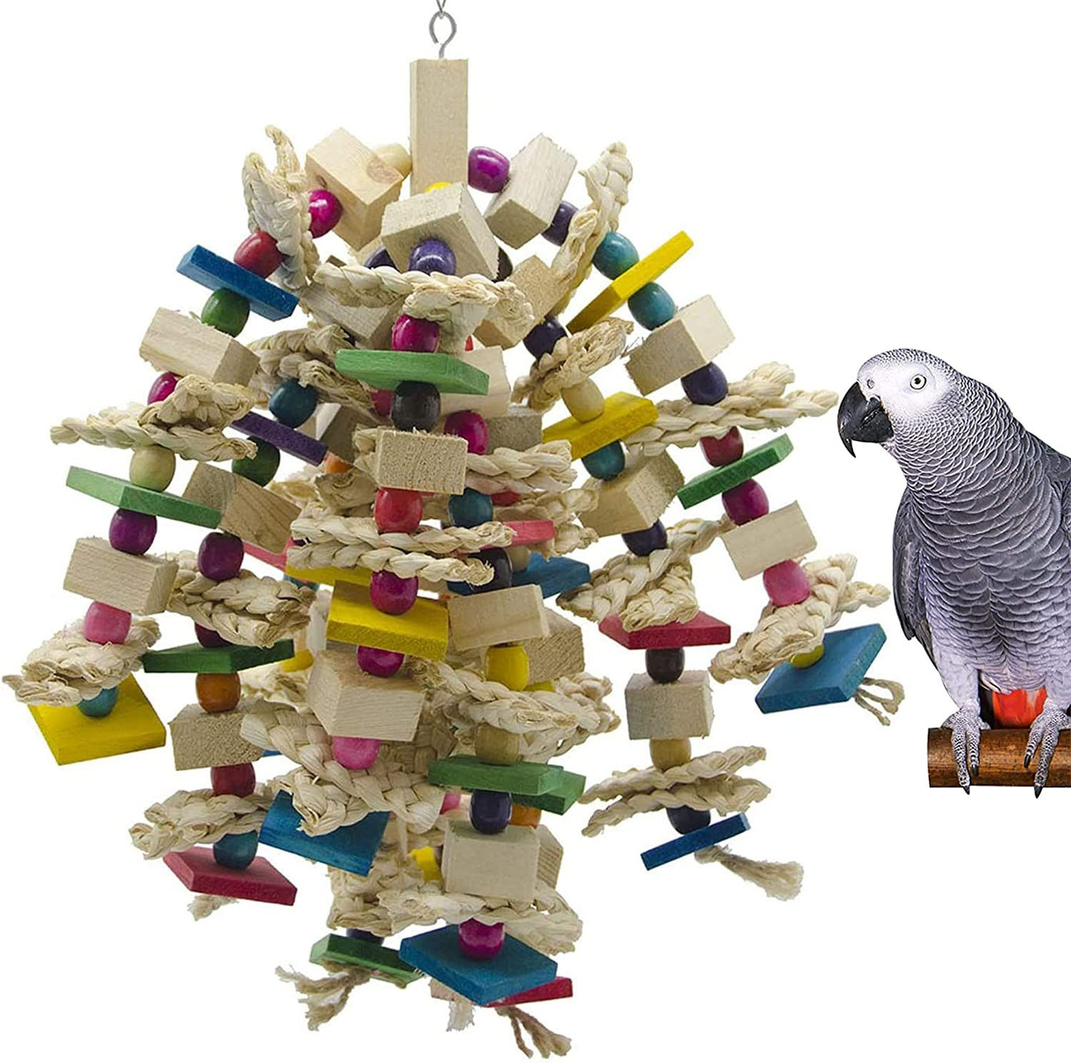 EBaokuup Large Parrot Chewing Toy - Bird Blocks Knots Tearing 