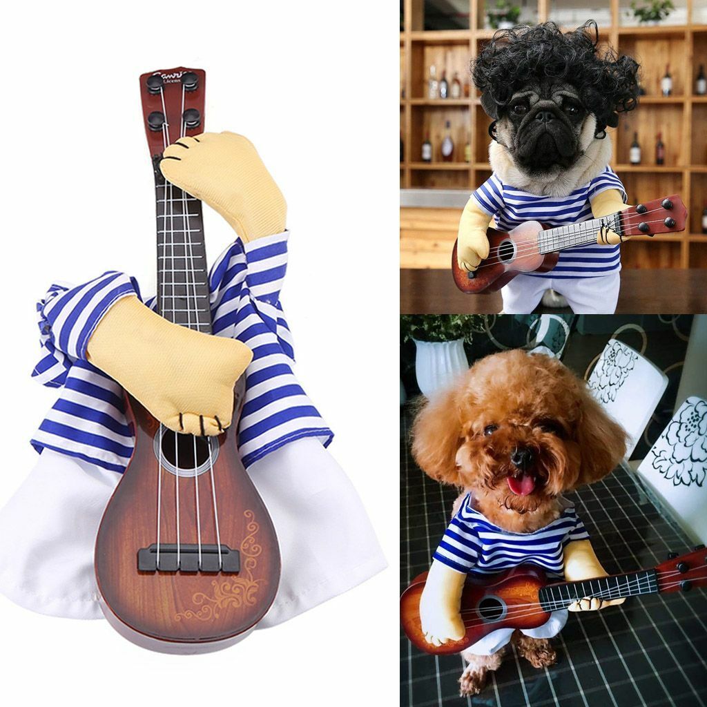 Funny Guitarist Pet Dog Costumes Puppy Halloween Party Costume Clothes Cosplay