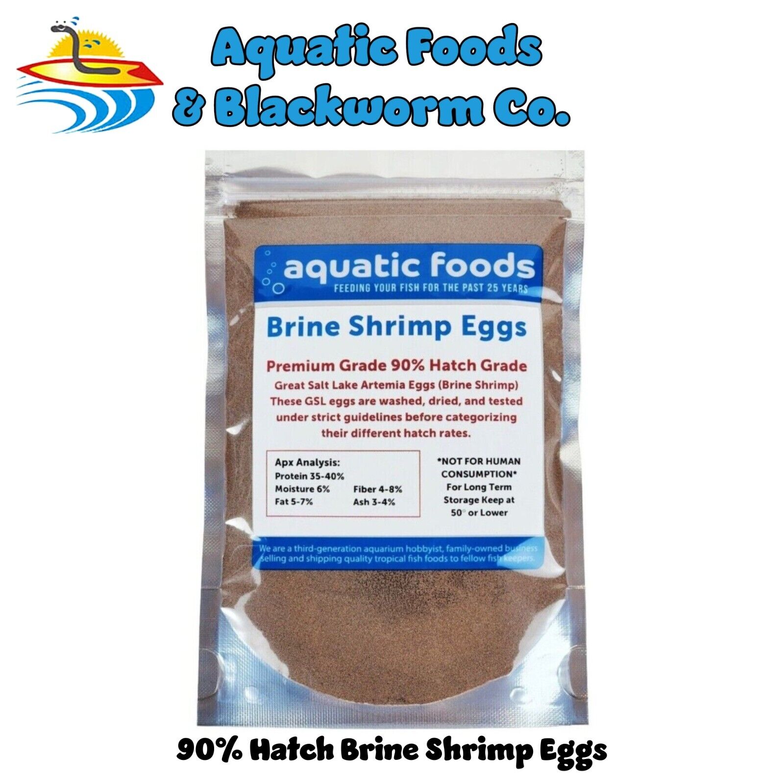 Brine Shrimp Eggs, Premium Grade 90% Hatch, Great Salt Lake (Artemia Cysts) Eggs