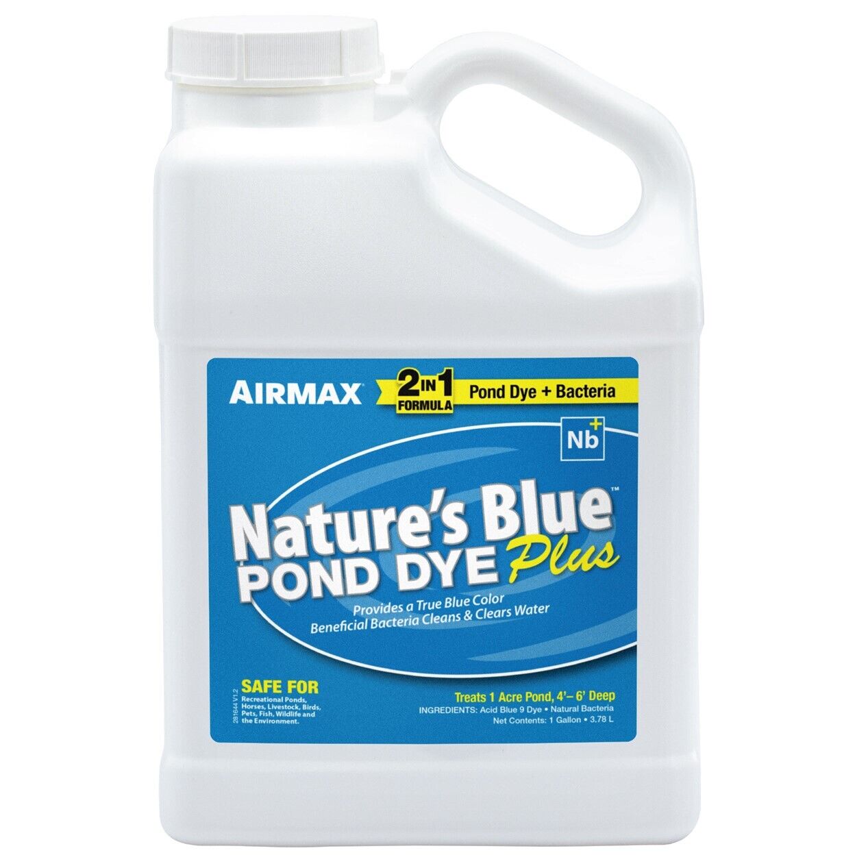 Airmax Pond Dye Plus, Nature's Blue Colorant & Natural Beneficial Bacteria,