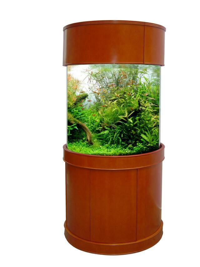 WARRANTY INCLUDED 100 gallon GLASS cylinder round aquarium fish tank set stand