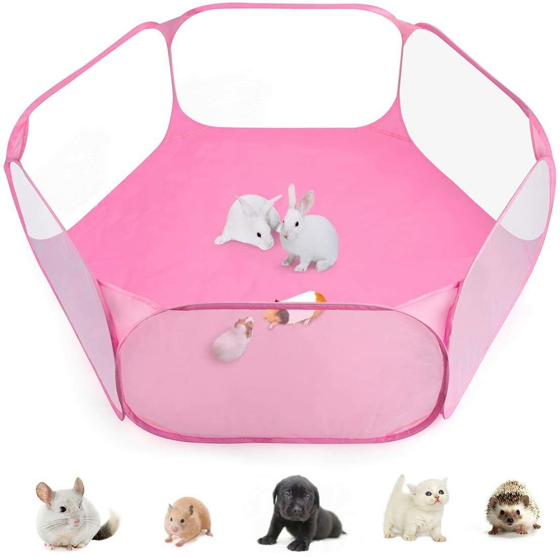 Guinea Pig Cage Rabbit Cage with Mat Playpen Perfect Size for Pink Waterproof