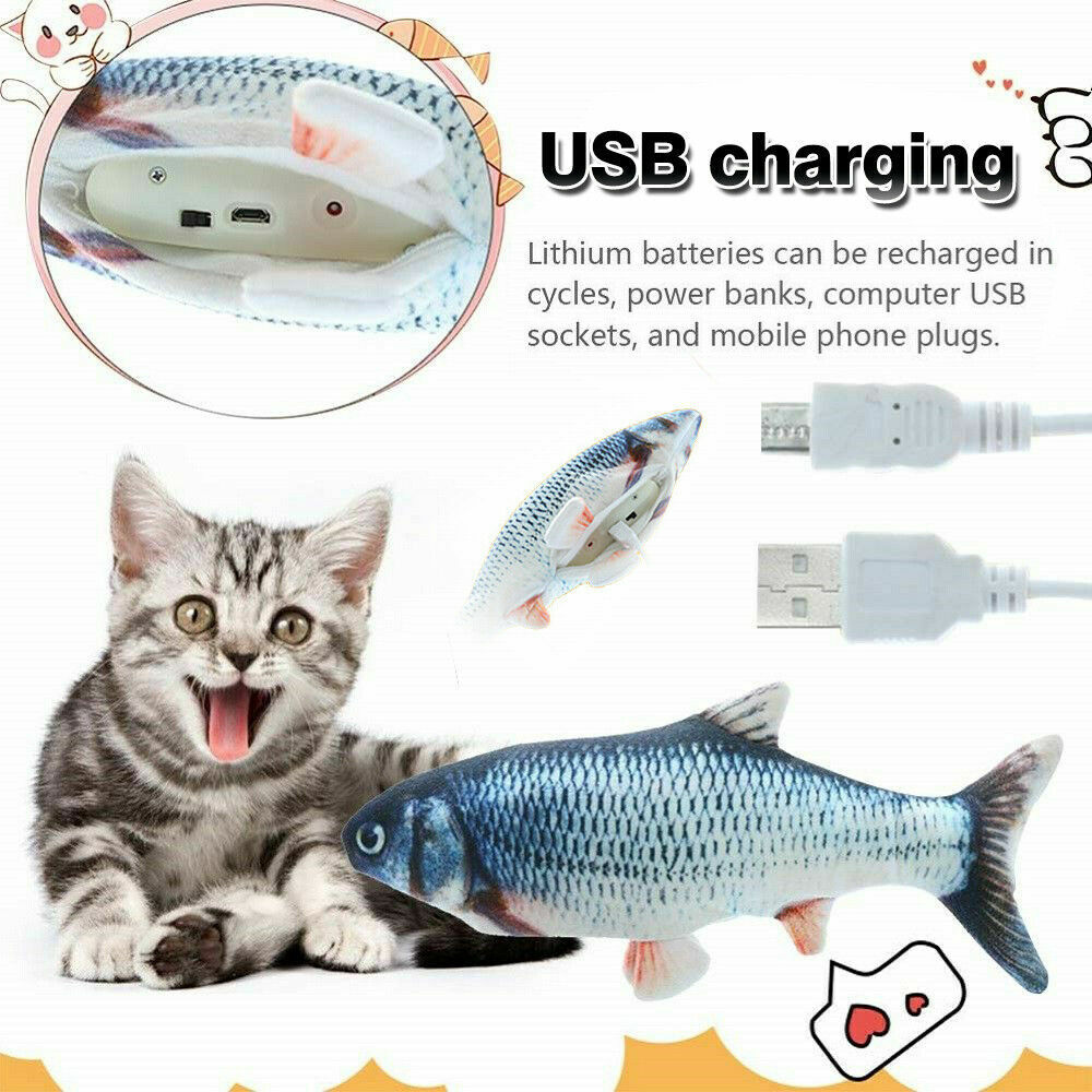 Electric Realistic Interactive Fish Cat Kicker Crazy Dancing Pet Catnip Toy Gift