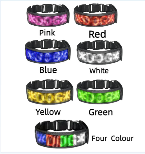 Pet Collar LED DIY Dog Tag Rechargeable Nylon Safety Flashing Night Light Glow