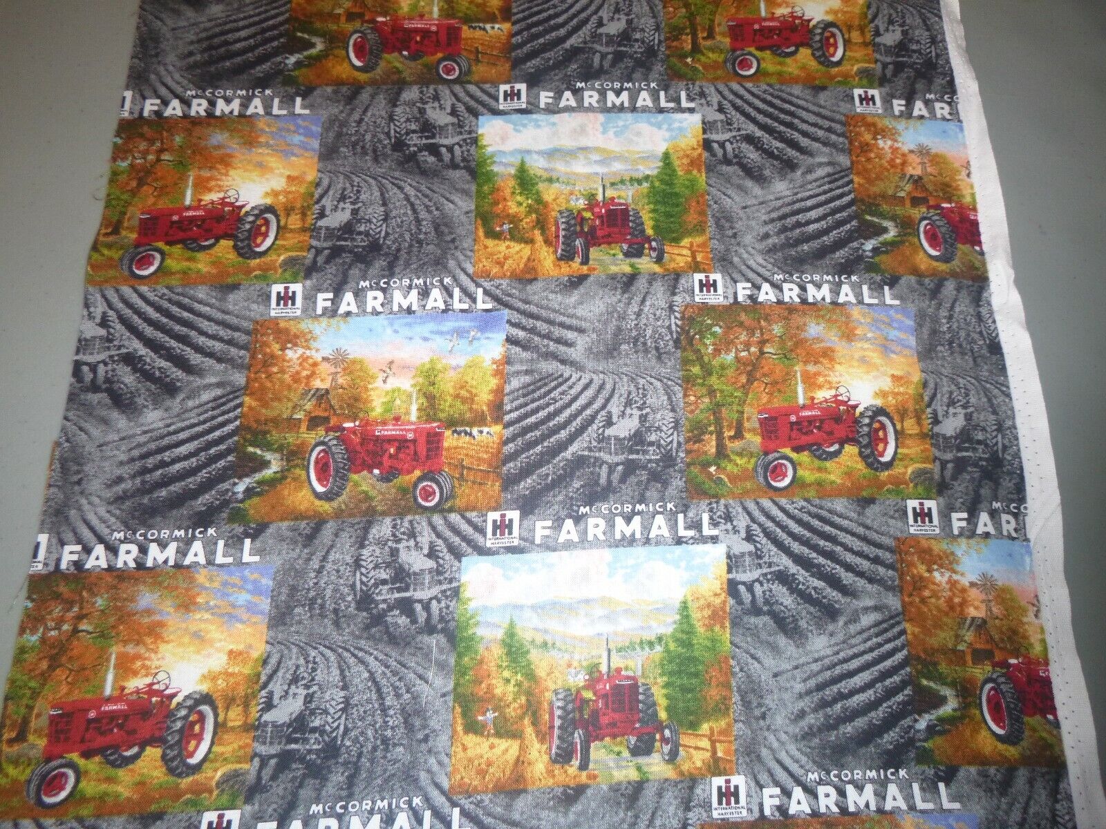 Farmall Tractor Pictures on Cotton Fabric -15 INCHES WIDE and 36 INCHES LONG
