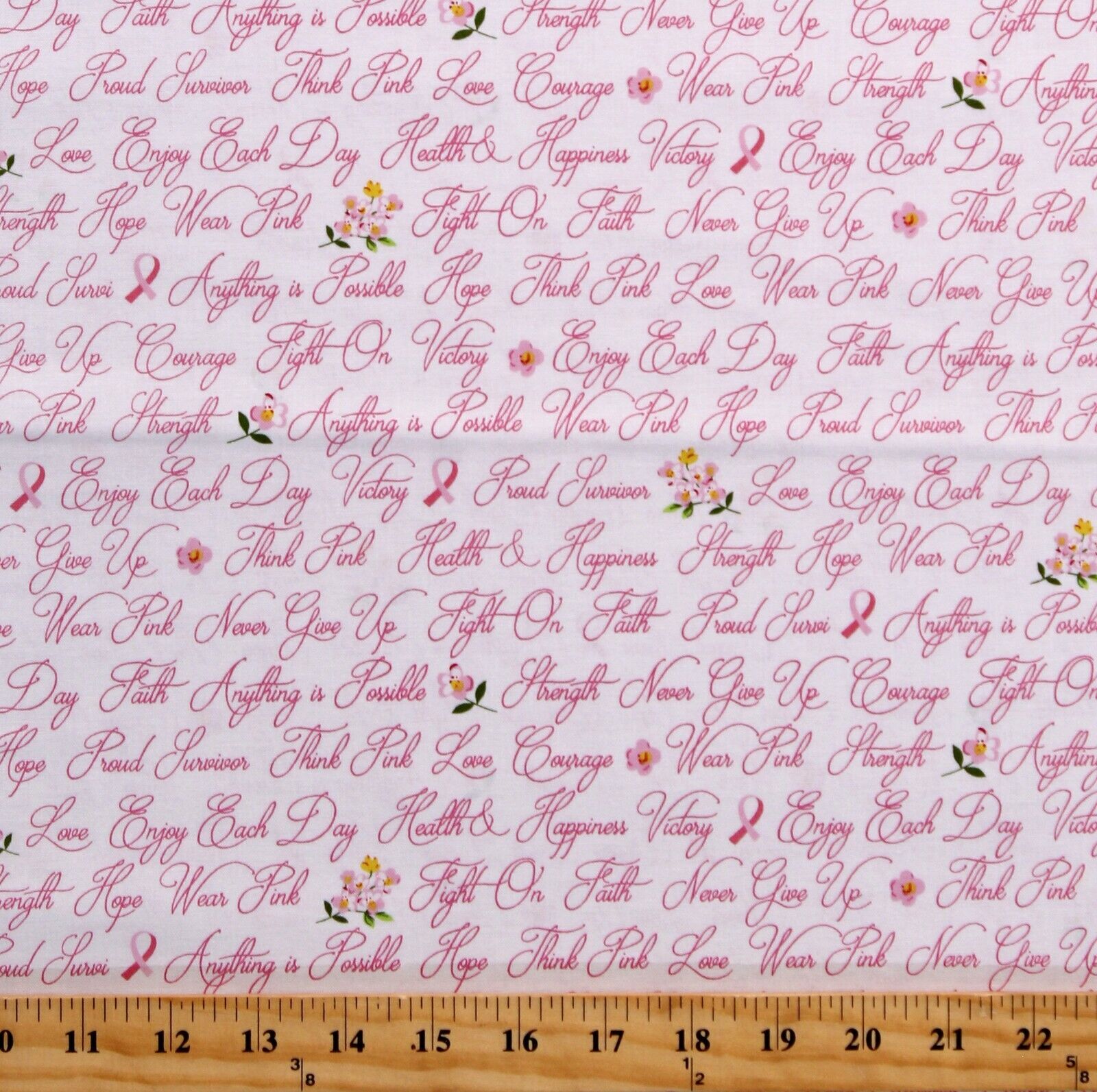 Cotton Anything is Possible Breast Cancer Fabric Print by the Yard D770.81