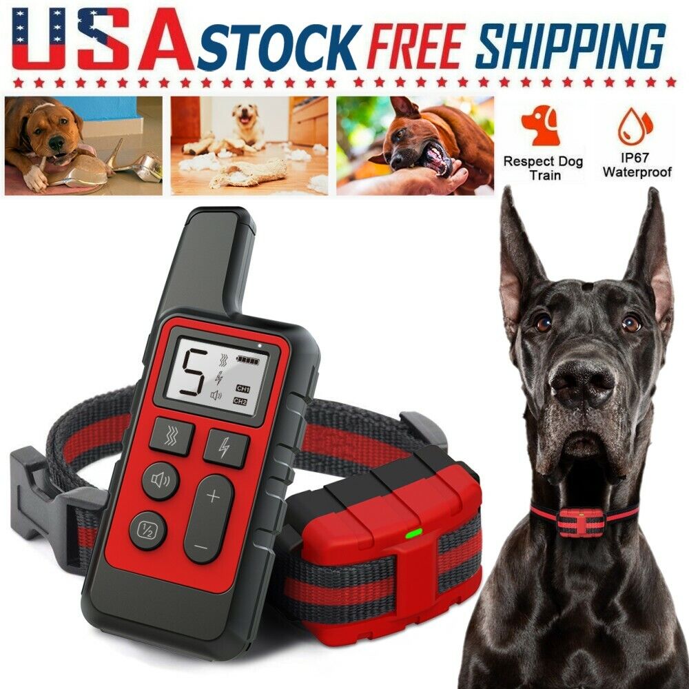 2600 FT Dog Shock Training Collar Waterproof Electric Vibration Large Small Pet