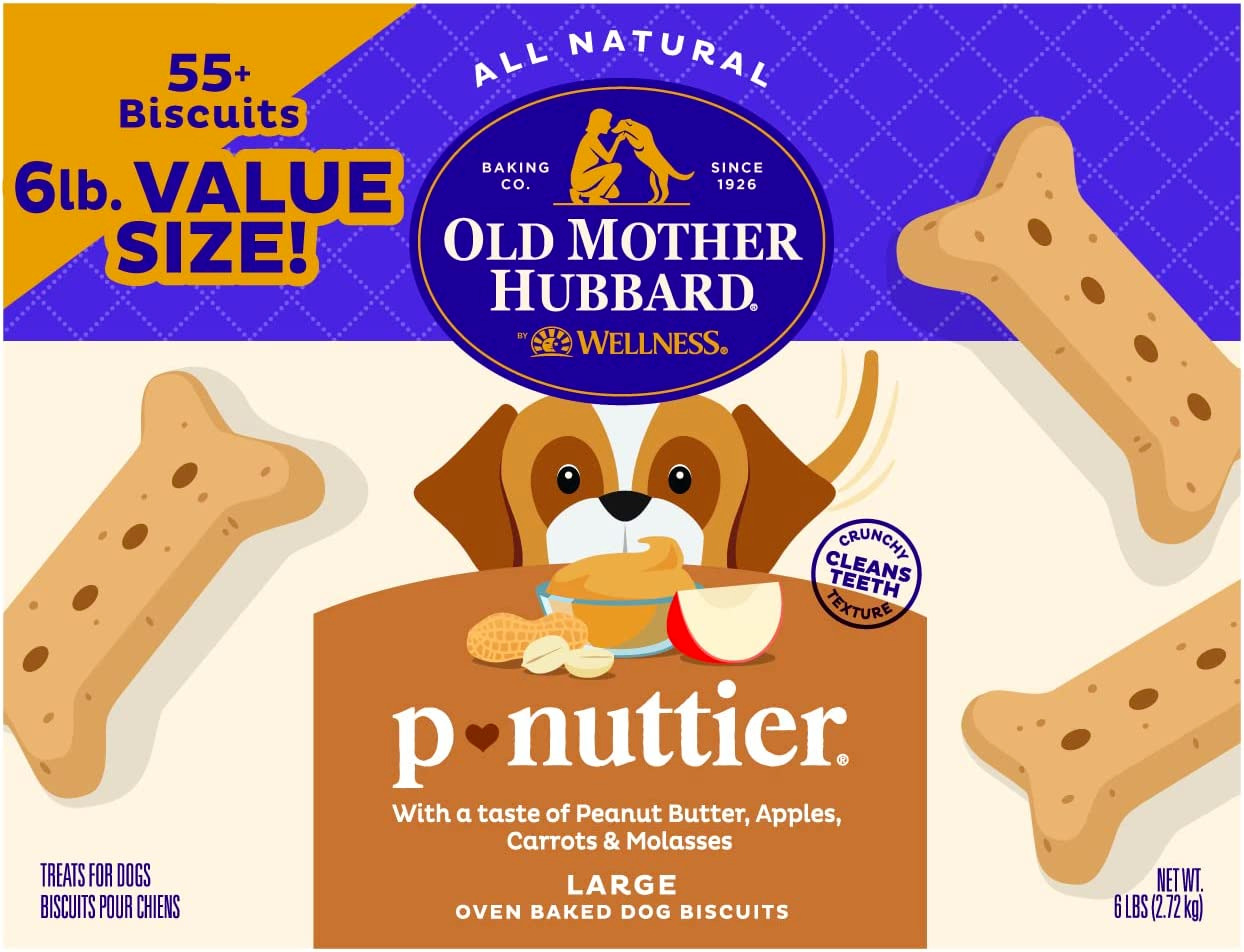 Old Mother Hubbard Classic Crunchy Natural Dog Treat, P-Nuttier Large Biscuits
