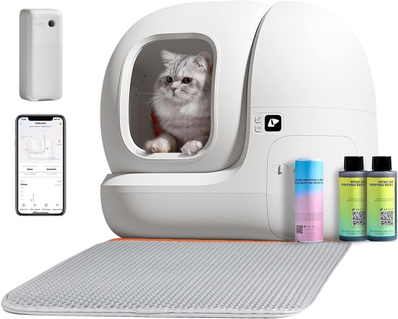 Self Cleaning Cat Litter Box, Puramax Cat Litter Box for Multiple Cats, App Cont