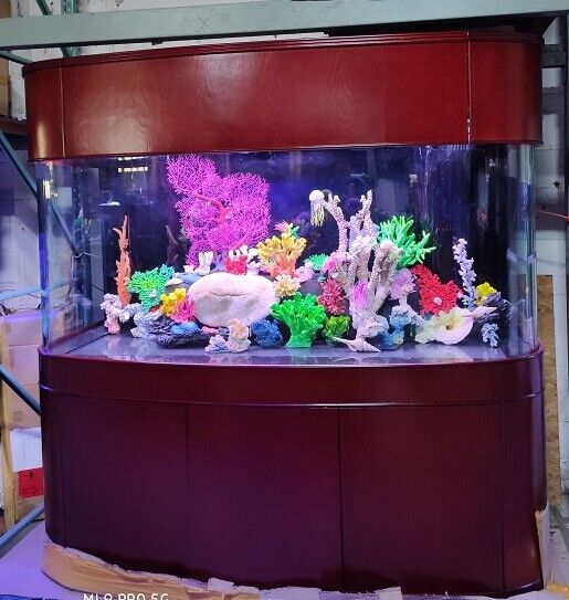 WARRANTY INCLUDED 215 gallon GLASS bow front aquarium fish tank set