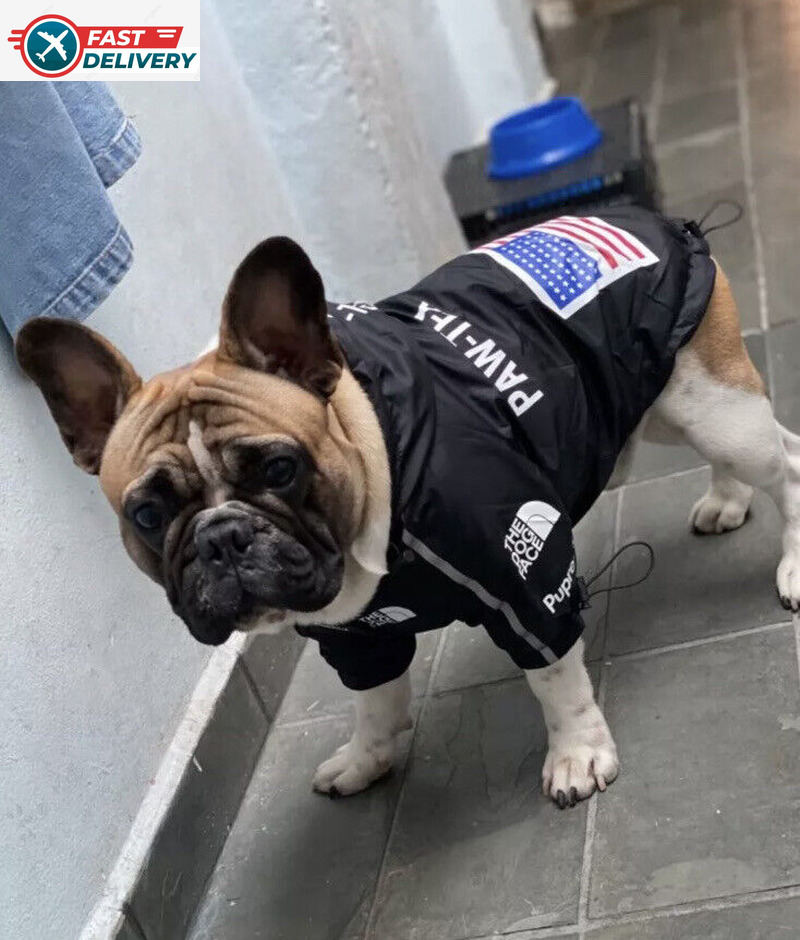 Pet Clothes Windbreaker Dog Jacket Black Outdoor Large Size French Bulldog