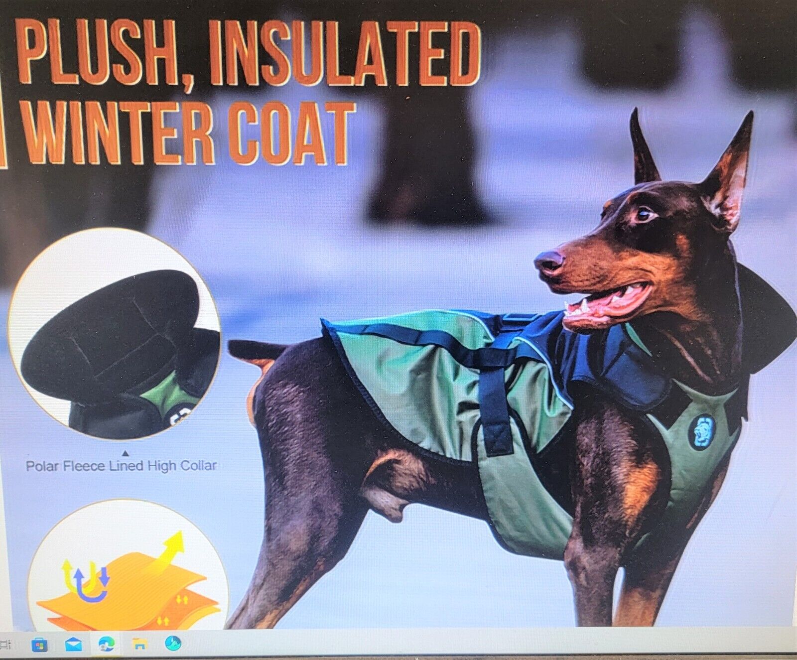 ONETIGRIS NERO Dog Jacket Winter Coat Water Resistant Windproof Size L Color OD