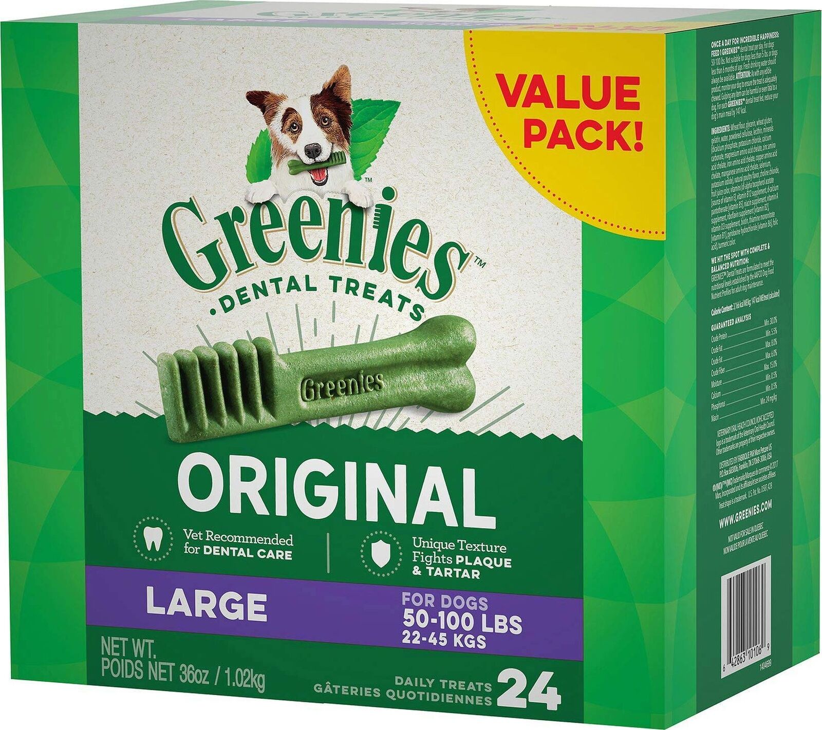 Greenies Dental Chews for Dogs, Large, 24 Count, 5 Pack
