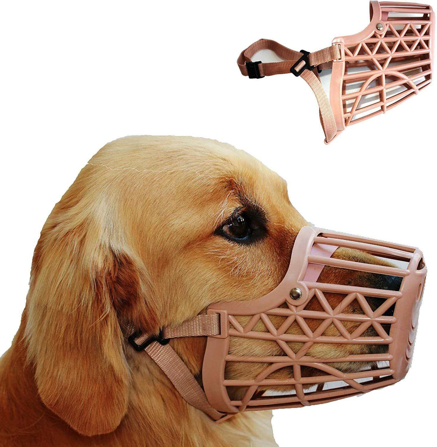 Basket Cage Dog Muzzle with Adjustable Straps Strong Flexible Heavy Duty Plastic