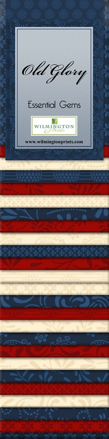 Jelly Roll Old Glory Red Cream Blue Cotton Fabric Wilmington 24 Strips 2.5\