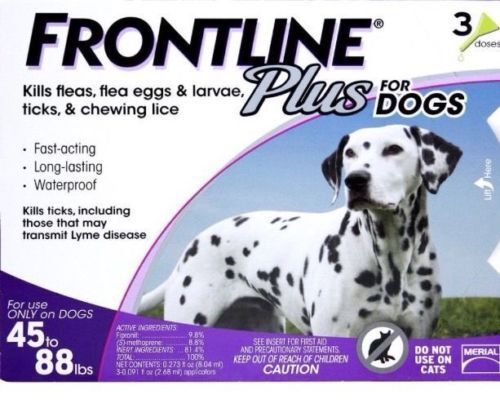 Frontline Plus for Large Dogs 45-88 Lbs.  - 3 Doses - Genuine EPA