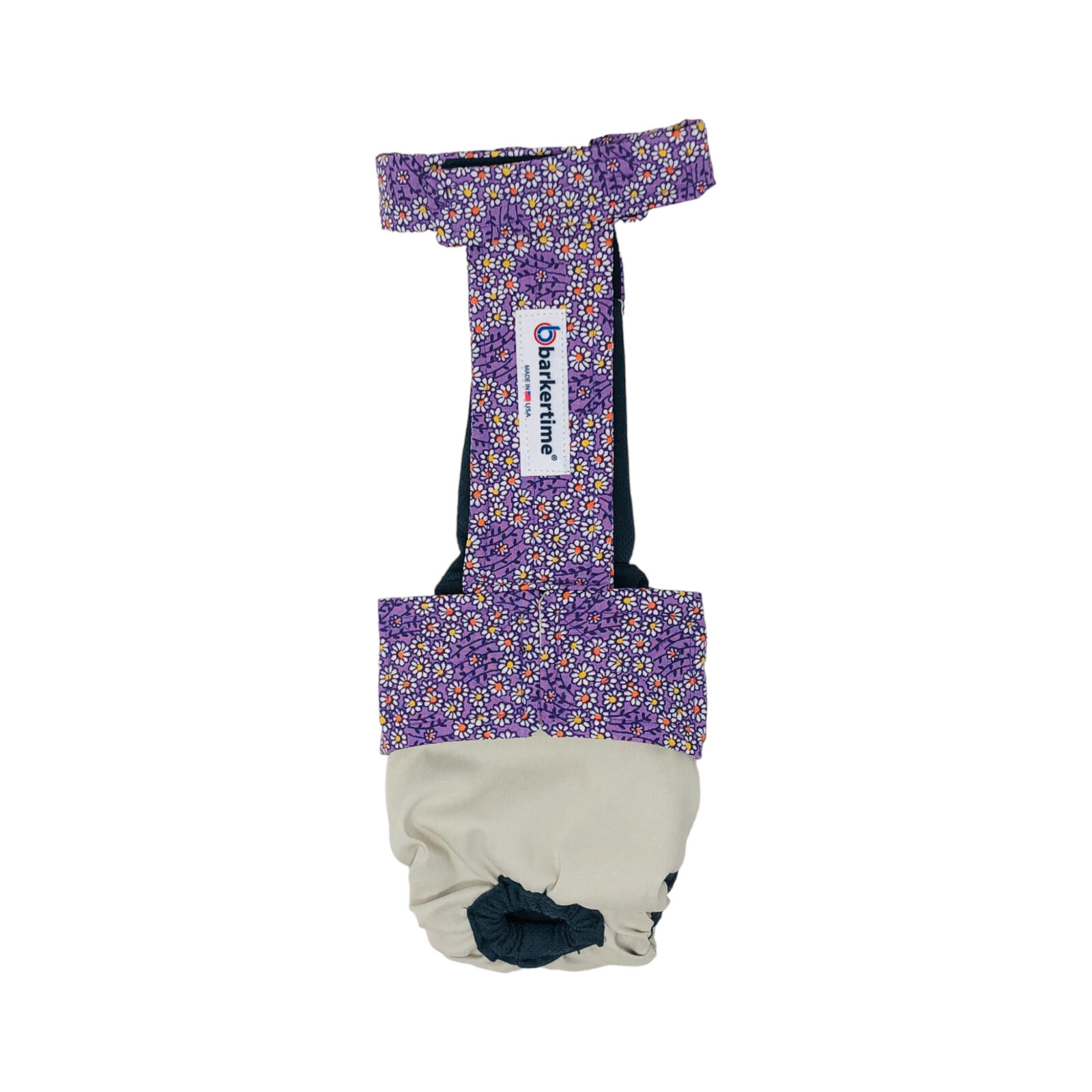 Dog Diaper Overall - Made in USA - Lavender Daisy Flower on Frosty Cream Esca...