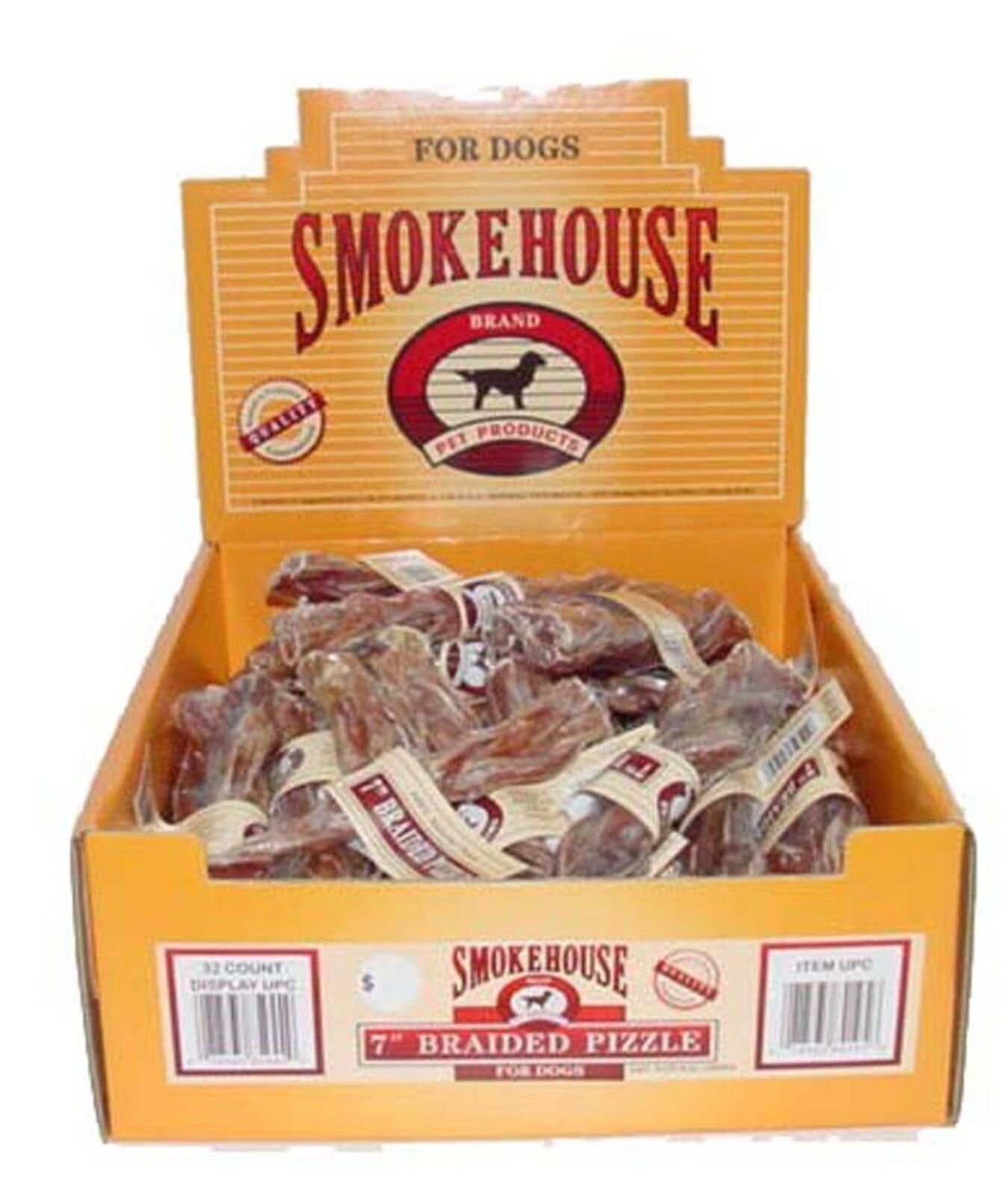 Smokehouse USA Made Braided Pizzle Dog Treats 32ea/7 in, 32 ct