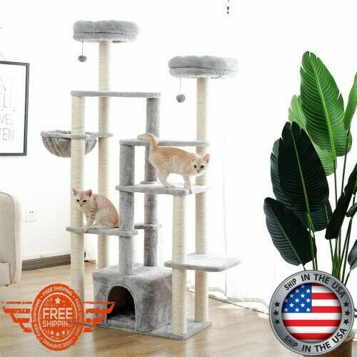 65.3’’ Multi-Platform Cat Tree Tower Furniture Bed Deluxe Scratching Post Condos