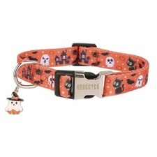 Dog Collar, Orange Ghost Holiday Collar for Dogs Large Halloween picture