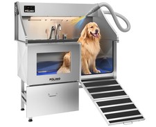 Premium Dog Washing Station with Dryer & LED Display - Stainless Steel 50