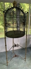 Monumental Victorian Antique Metal  Birdcage on Tripod Stand 75” Tall X 25” Wide picture
