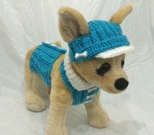 Knit Vest and Visor Hat for Small Dog Size XXS XS S Nice Gift picture
