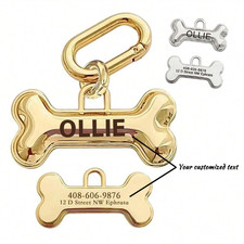Custom Dog Tags Engraved Personalized Pet ID Name Plate 3D Bone Collar Charm picture